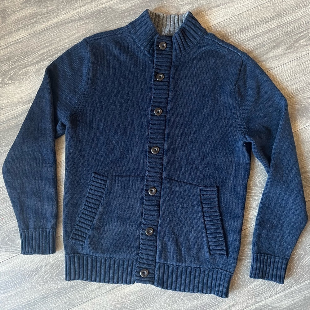 The north face blue label wool blend full zip/button combo high neck sweater M
